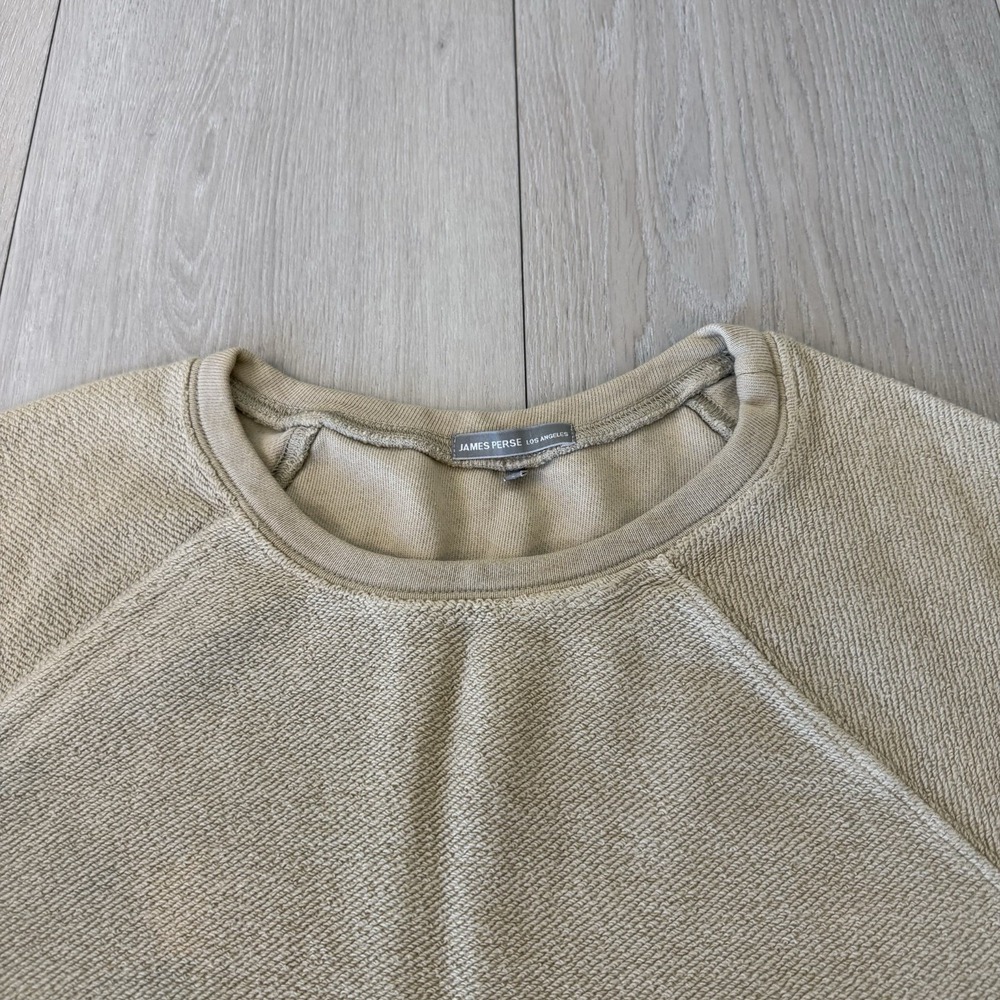 James Perse French Terry Vintage Fleece Sweatshirt Top Beige Women's Size 3 USA